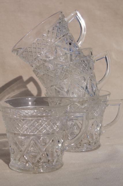 photo of vintage Imperial Cape Cod crystal clear pressed pattern glass punch cups #1