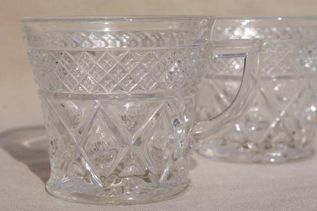 photo of vintage Imperial Cape Cod crystal clear pressed pattern glass punch cups #2