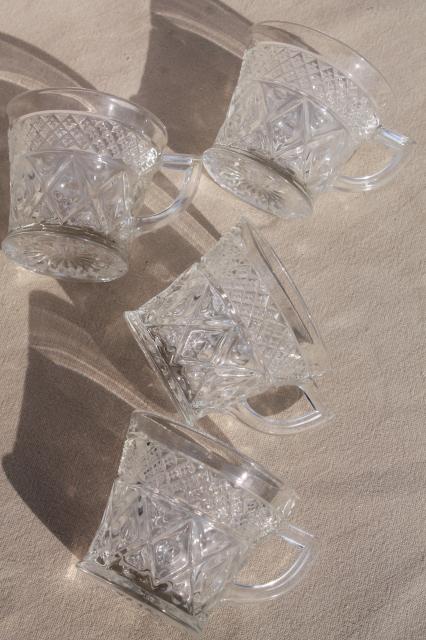 photo of vintage Imperial Cape Cod crystal clear pressed pattern glass punch cups #4