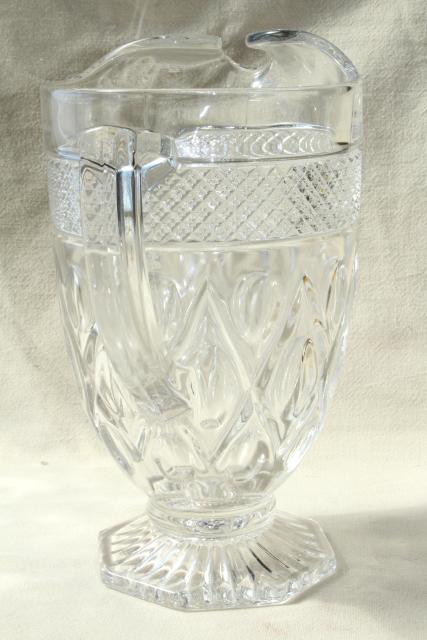 photo of vintage Imperial Cape Cod ice lip pitcher, heavy crystal clear pressed glass #3