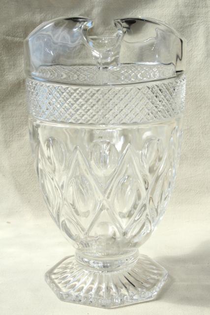 photo of vintage Imperial Cape Cod ice lip pitcher, heavy crystal clear pressed glass #5