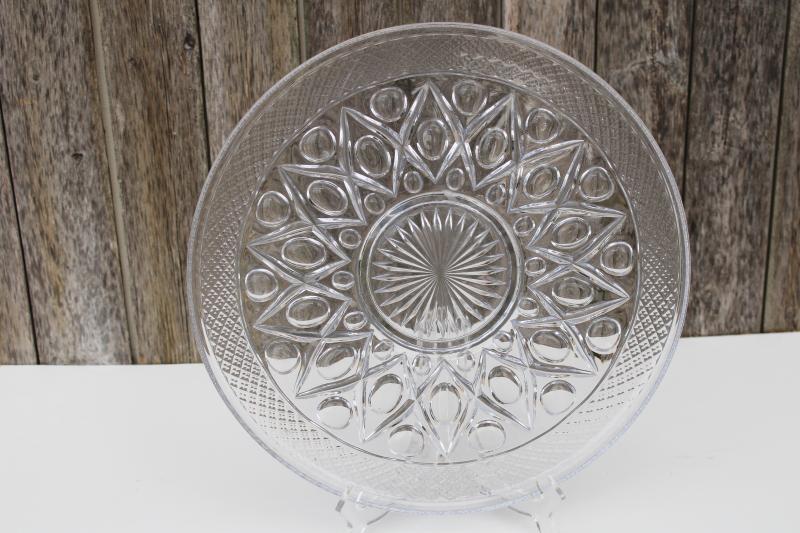 photo of vintage Imperial Cape Cod pattern glass cake or torte plate, large round flat tray #1