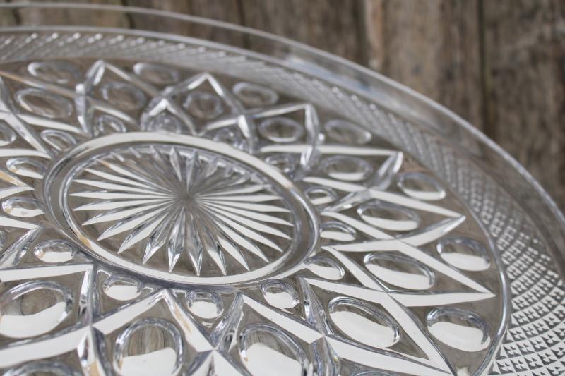 photo of vintage Imperial Cape Cod pattern glass cake or torte plate, large round flat tray #2