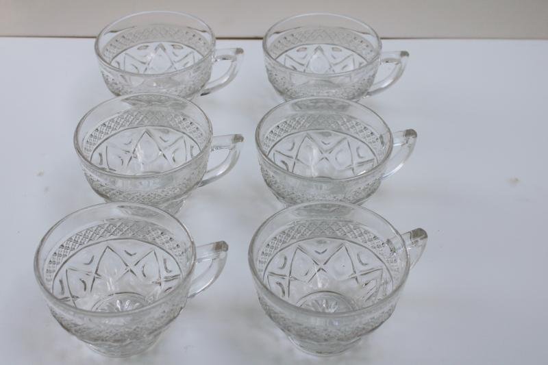 photo of vintage Imperial Cape Cod pattern tea or punch cups, crystal clear pressed glass #2