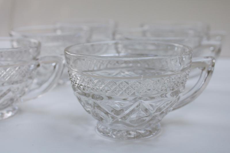 photo of vintage Imperial Cape Cod pattern tea or punch cups, crystal clear pressed glass #3