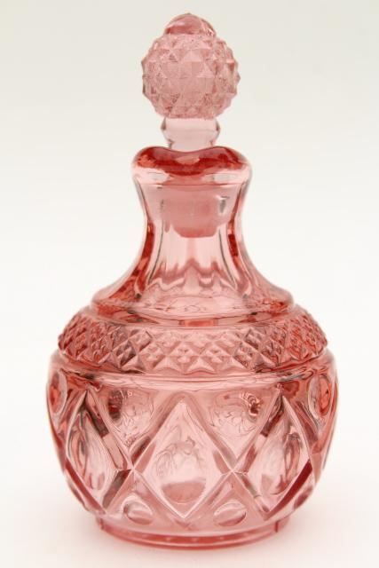 photo of vintage Imperial Cape Cod pink pressed glass cruet, pitcher & stopper #5