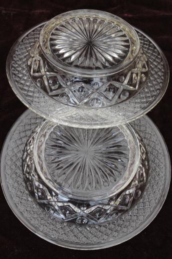 photo of vintage Imperial Cape Cod rimmed bowls, crystal clear glass cereal / fruit bowl set of 6 #5