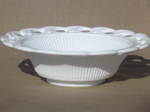 photo of vintage Imperial Star Holly leaf pattern milk glass salad / vegetable bowl #1