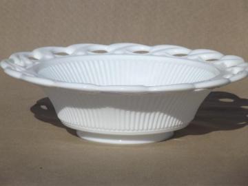 catalog photo of vintage Imperial Star Holly leaf pattern milk glass salad / vegetable bowl