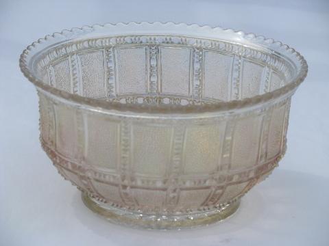 photo of vintage Imperial beaded block pattern depression glass bowl w/ luster #1