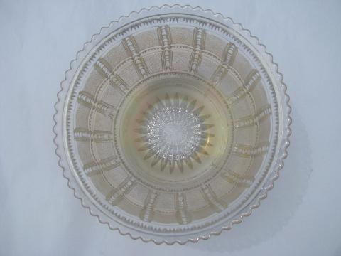 photo of vintage Imperial beaded block pattern depression glass bowl w/ luster #2