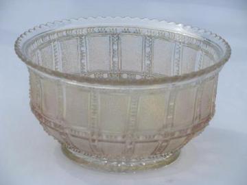 catalog photo of vintage Imperial beaded block pattern depression glass bowl w/ luster