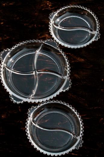 photo of vintage Imperial candlewick glass divided bowls, relish trays & dishes #1