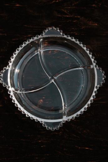 photo of vintage Imperial candlewick glass divided bowls, relish trays & dishes #3