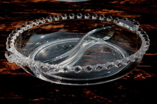 photo of vintage Imperial candlewick glass divided bowls, relish trays & dishes #6