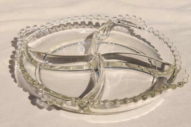 photo of vintage Imperial candlewick glass four part divided bowl relish tray #1