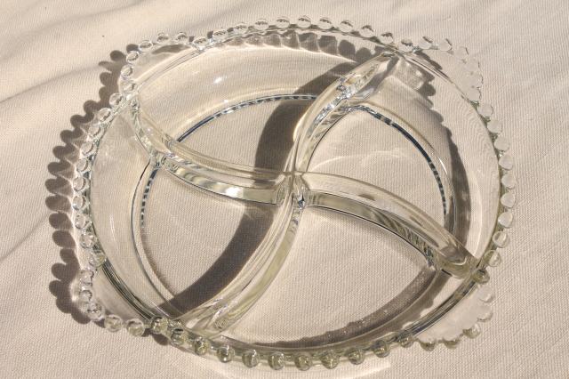 photo of vintage Imperial candlewick glass four part divided bowl relish tray #2