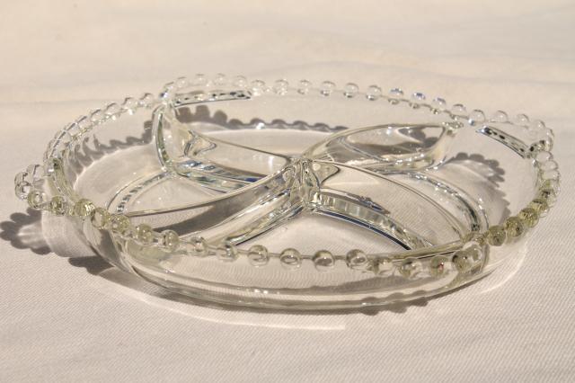 photo of vintage Imperial candlewick glass four part divided bowl relish tray #3