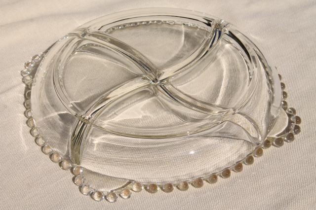 photo of vintage Imperial candlewick glass four part divided bowl relish tray #4