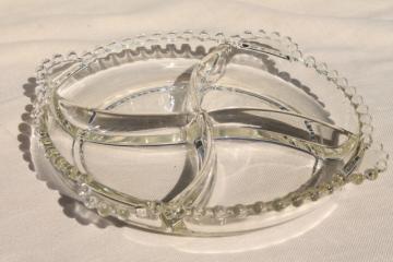 catalog photo of vintage Imperial candlewick glass four part divided bowl relish tray