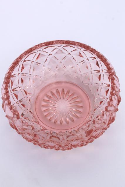 photo of vintage Imperial diamond block pink depression glass lily bulb bowl w/ cupped shape #3