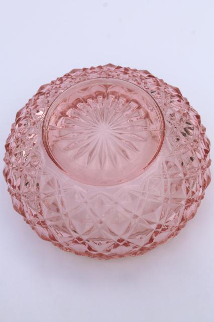 photo of vintage Imperial diamond block pink depression glass lily bulb bowl w/ cupped shape #4