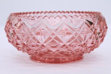 catalog photo of vintage Imperial diamond block pink depression glass lily bulb bowl w/ cupped shape