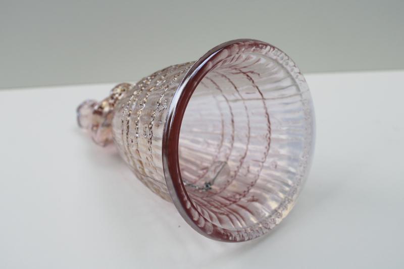 photo of vintage Imperial glass bell, colonial lady belle, pink opalescent iridized glass #3