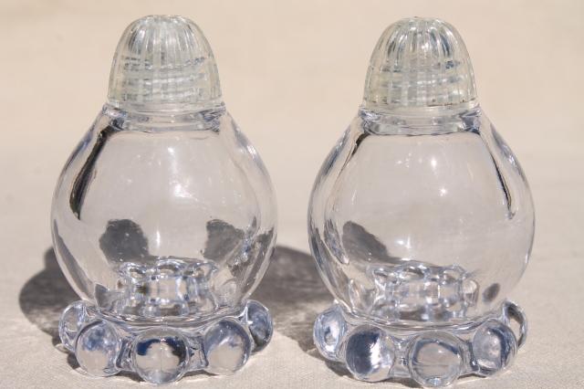 photo of vintage Imperial glass candlewick covered butter dish, salt and pepper shakers #7