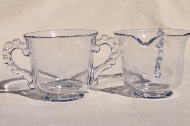 photo of vintage Imperial glass candlewick pattern cream pitcher & sugar bowl set #1