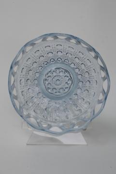 catalog photo of vintage Imperial glass candy dish, Katy pattern pale blue glass bowl w/ opalescent lace edge 