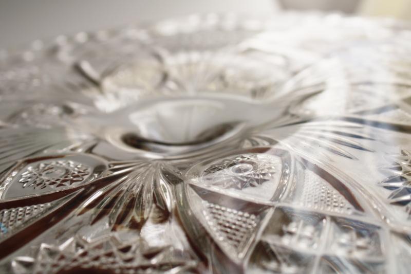 photo of vintage Imperial pressed pattern glass cake stand, large clear glass pedestal plate #3