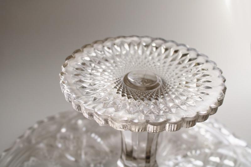 photo of vintage Imperial pressed pattern glass cake stand, large clear glass pedestal plate #4