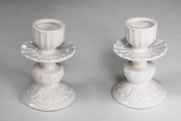 catalog photo of vintage Inarco Japan ceramic candle holders, candlesticks w/ embossed creamware style 