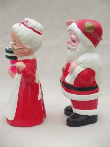 photo of vintage Inarco ceramic Christmas decorations, large Santa & Mrs Claus #4