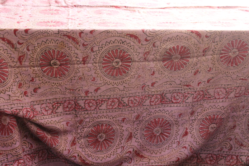 photo of vintage India block print cotton tablecloths or bed covers lot, fabric panels for quilting, upcycle #2