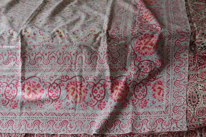 photo of vintage India block print cotton tablecloths or bed covers lot, fabric panels for quilting, upcycle #9