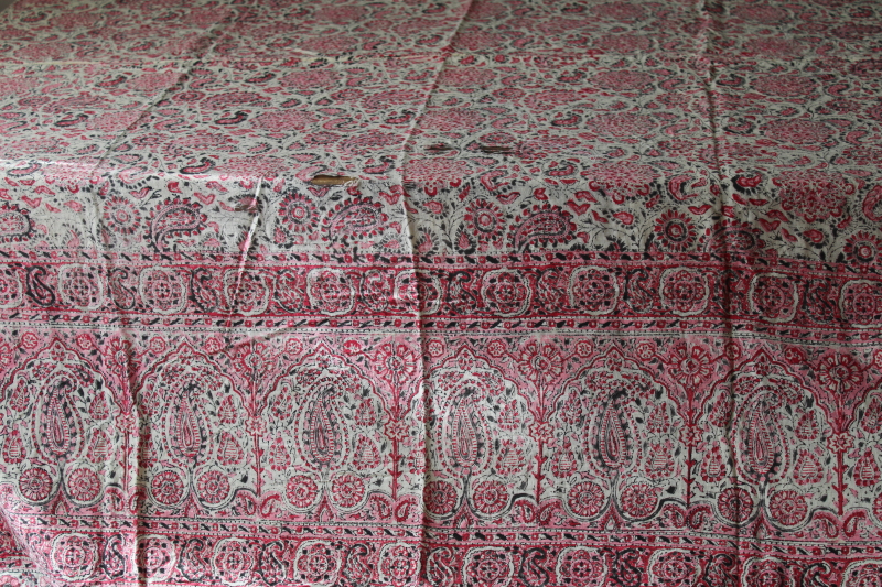 photo of vintage India block print cotton tablecloths or bed covers lot, fabric panels for quilting, upcycle #10