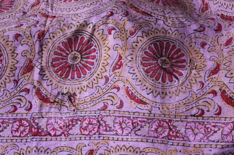 photo of vintage India block print cotton tablecloths or bed covers lot, fabric panels for quilting, upcycle #11