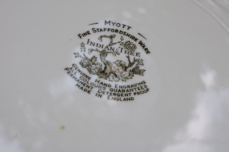 photo of vintage Indian Tree Myott Staffordshire china dinner plates set of six, India tree of life pattern  #4