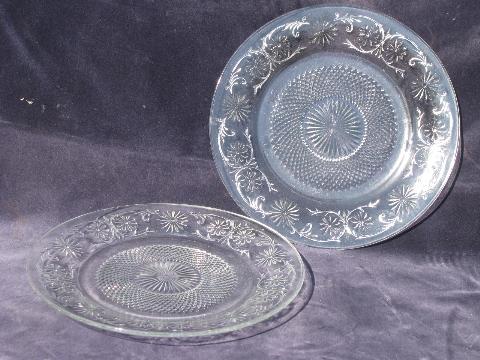 photo of vintage Indiana daisy crystal depression glass cake or sandwich serving plates #1