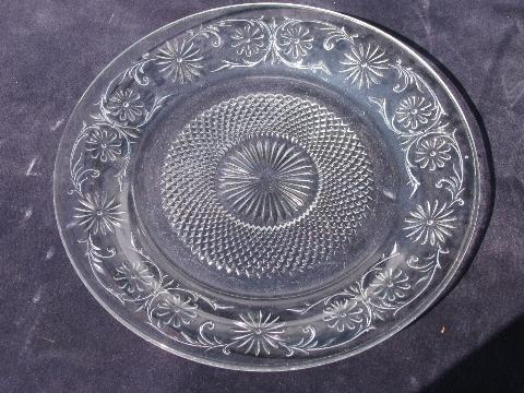 photo of vintage Indiana daisy crystal depression glass cake or sandwich serving plates #2