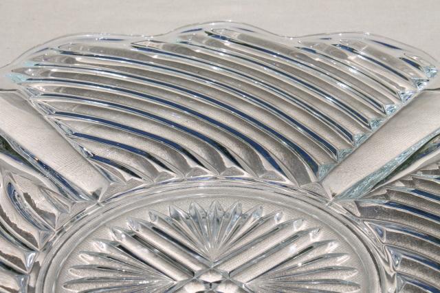 photo of vintage Indiana glass 303 line crystal clear depression glass torte plate, large cake plate #6