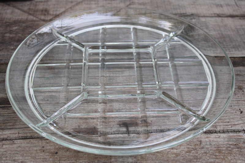 photo of vintage Indiana glass Gazebo pattern relish plate round serving tray in original box  #3