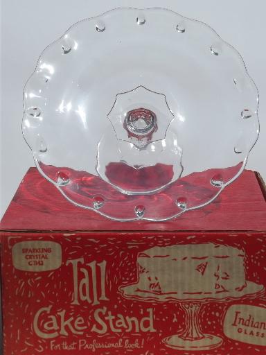 photo of vintage Indiana glass cake stand in original red and white box  #4