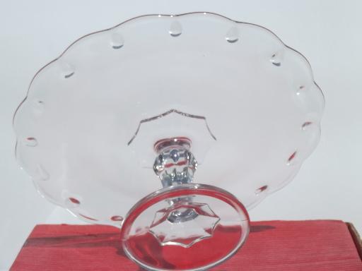 photo of vintage Indiana glass cake stand in original red and white box  #6