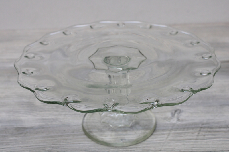 photo of vintage Indiana glass cake stand, teadrop pattern clear glass pedestal cake plate #3