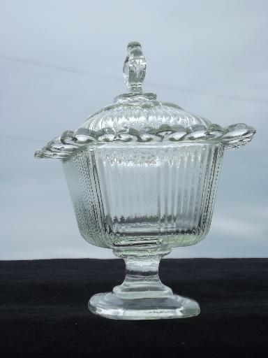 photo of vintage Indiana glass clear lace edge rectangular wedding box candy dish #2