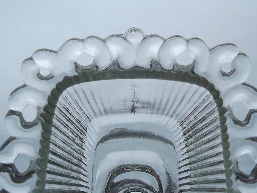 photo of vintage Indiana glass clear lace edge rectangular wedding box candy dish #8