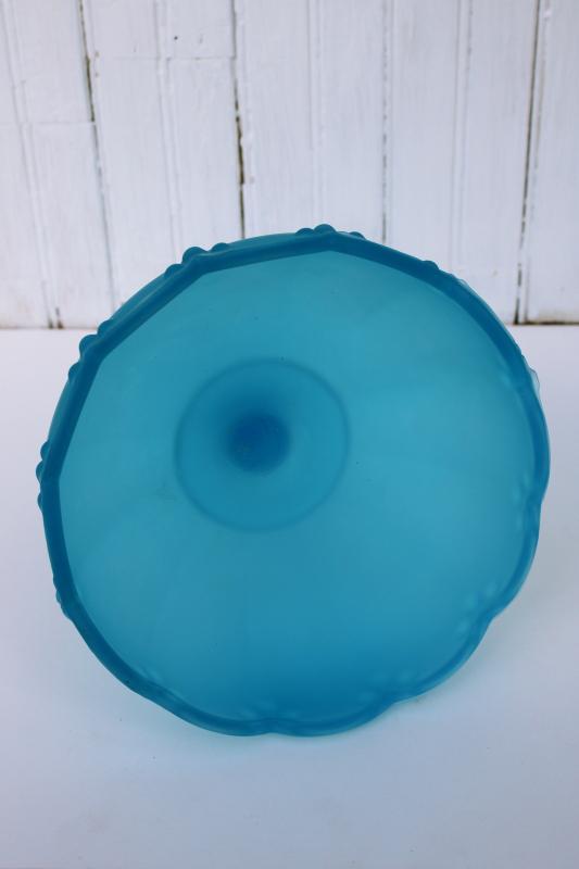 photo of vintage Indiana glass compote bowl, garland (teardrop) horizon blue frosted glass  #5